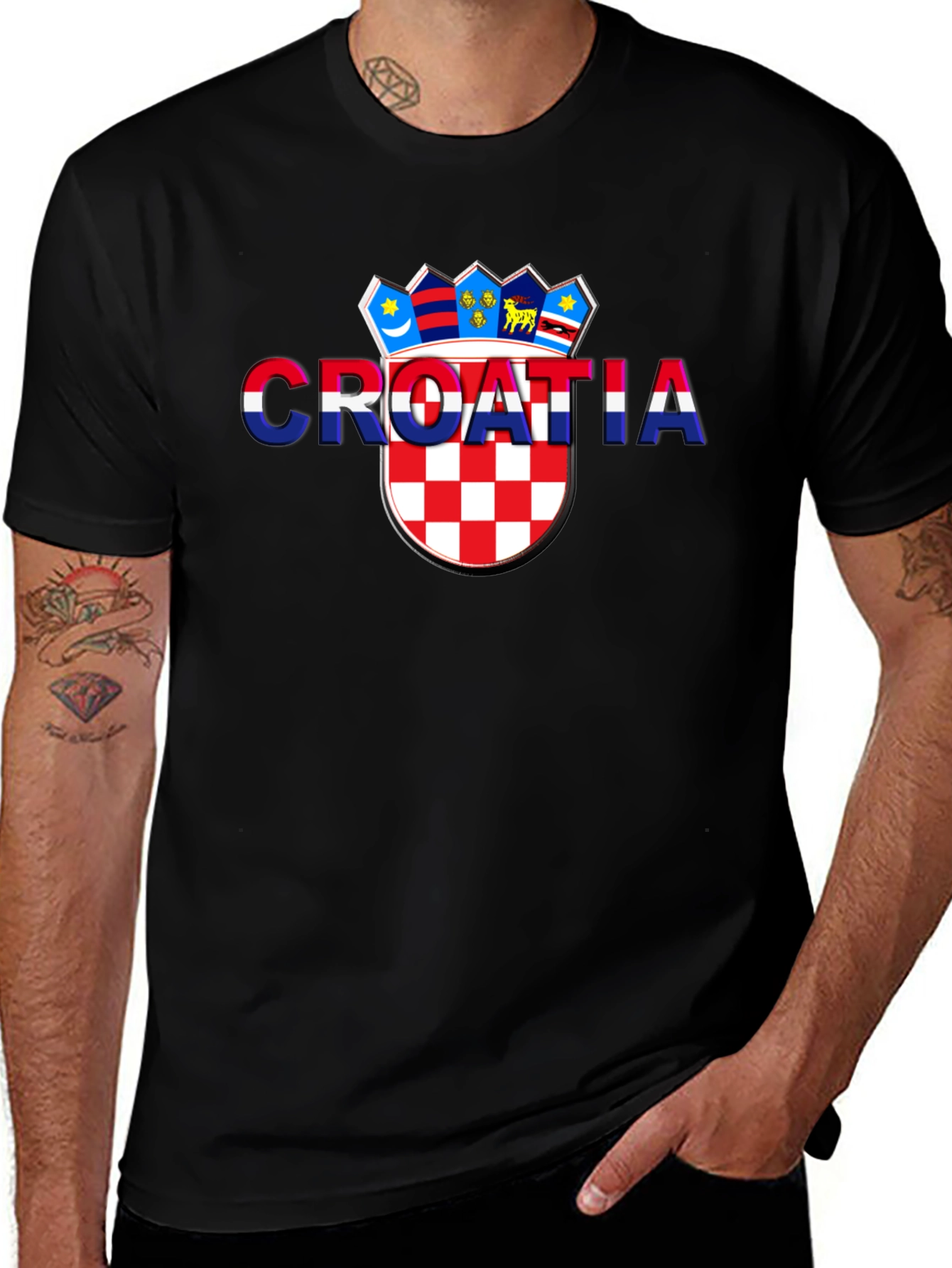 Croatia Flag Graphic Black T-Shirt