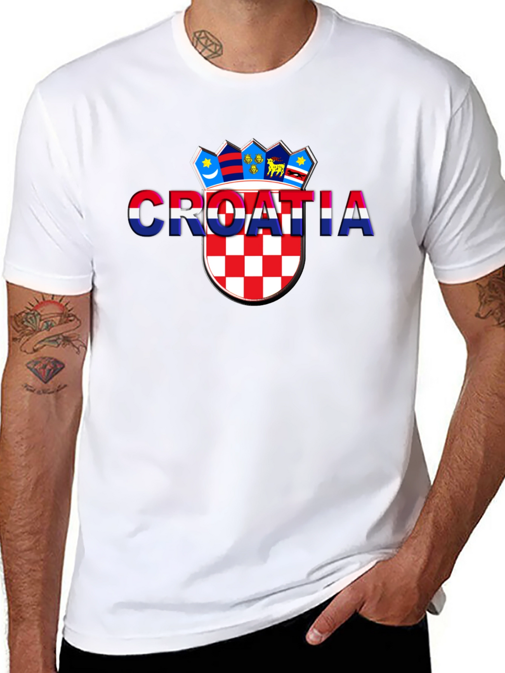 Croatia Flag Graphic Black T-Shirt