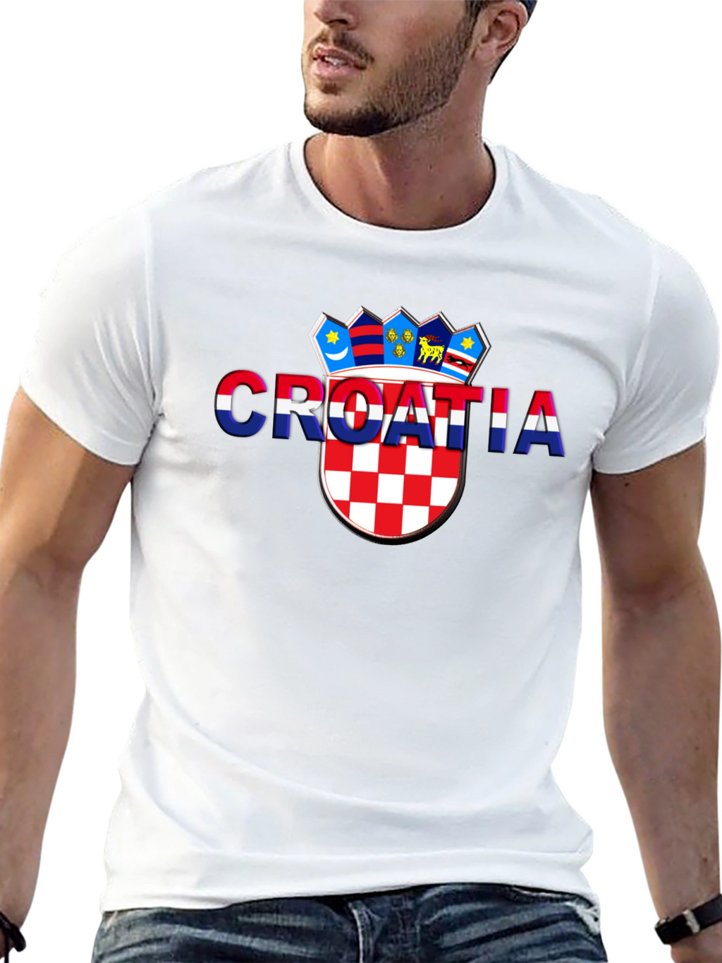 Croatia Flag Graphic Black T-Shirt