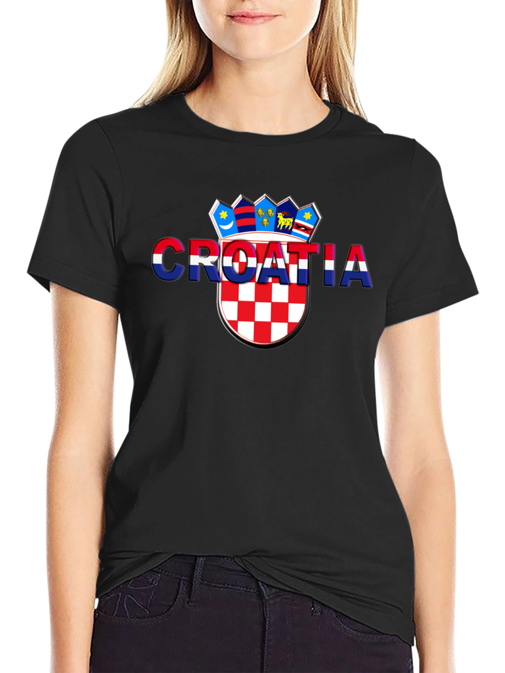 Croatia Flag Graphic Black T-Shirt