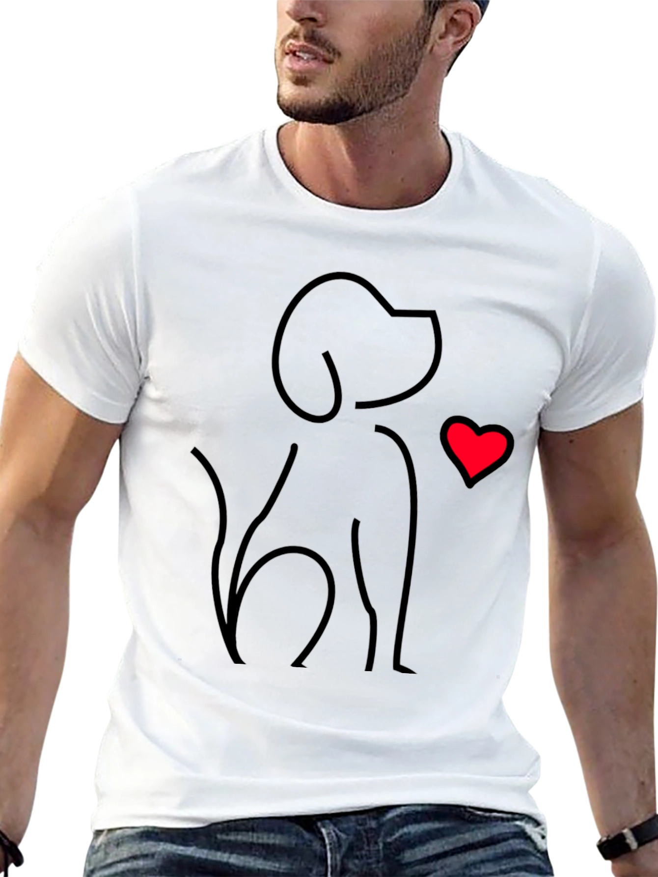 Dog Lover Tee - Minimalist Dog & Heart Graphic T-Shirt