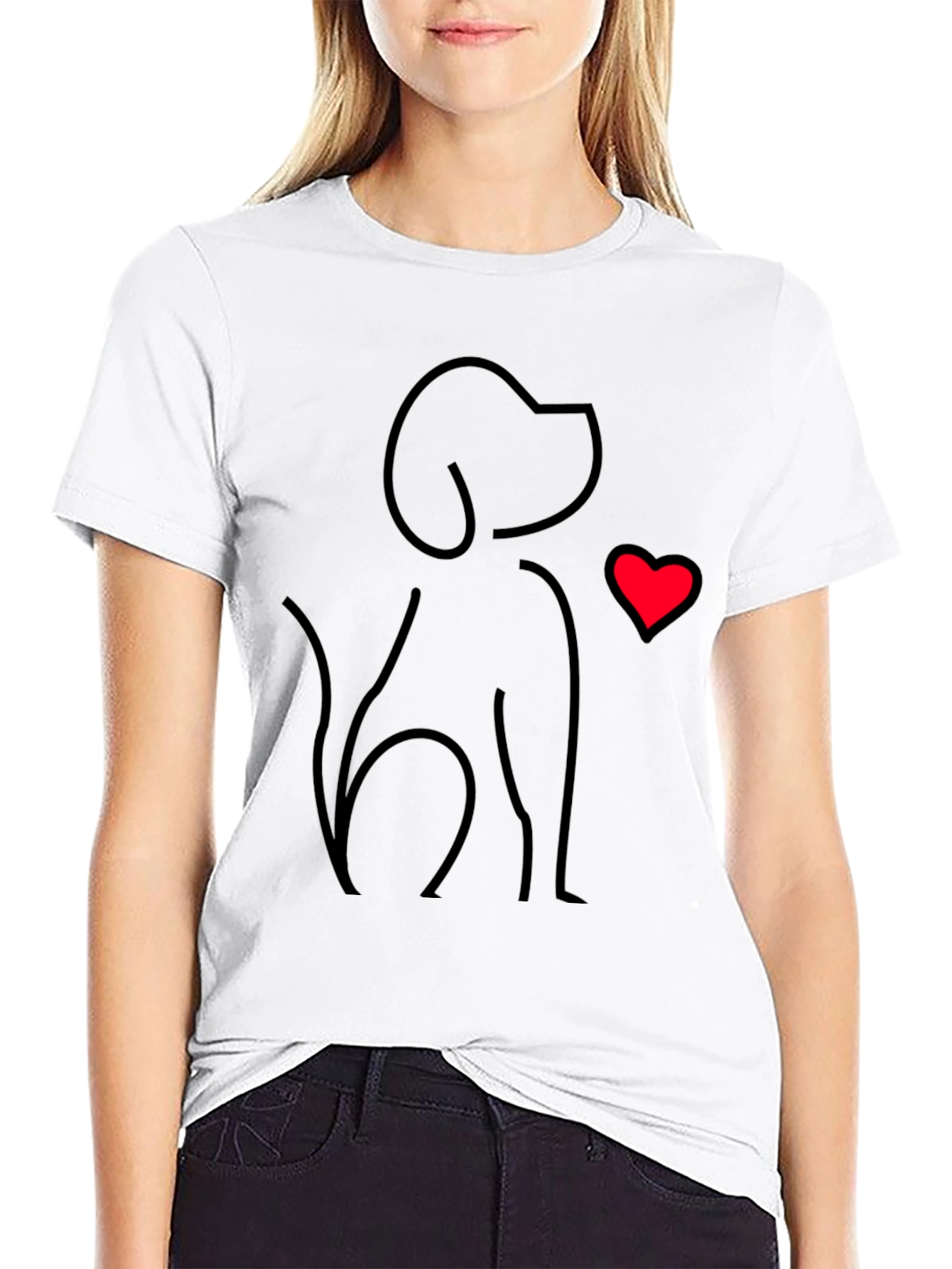 Dog Lover Tee - Minimalist Dog & Heart Graphic T-Shirt