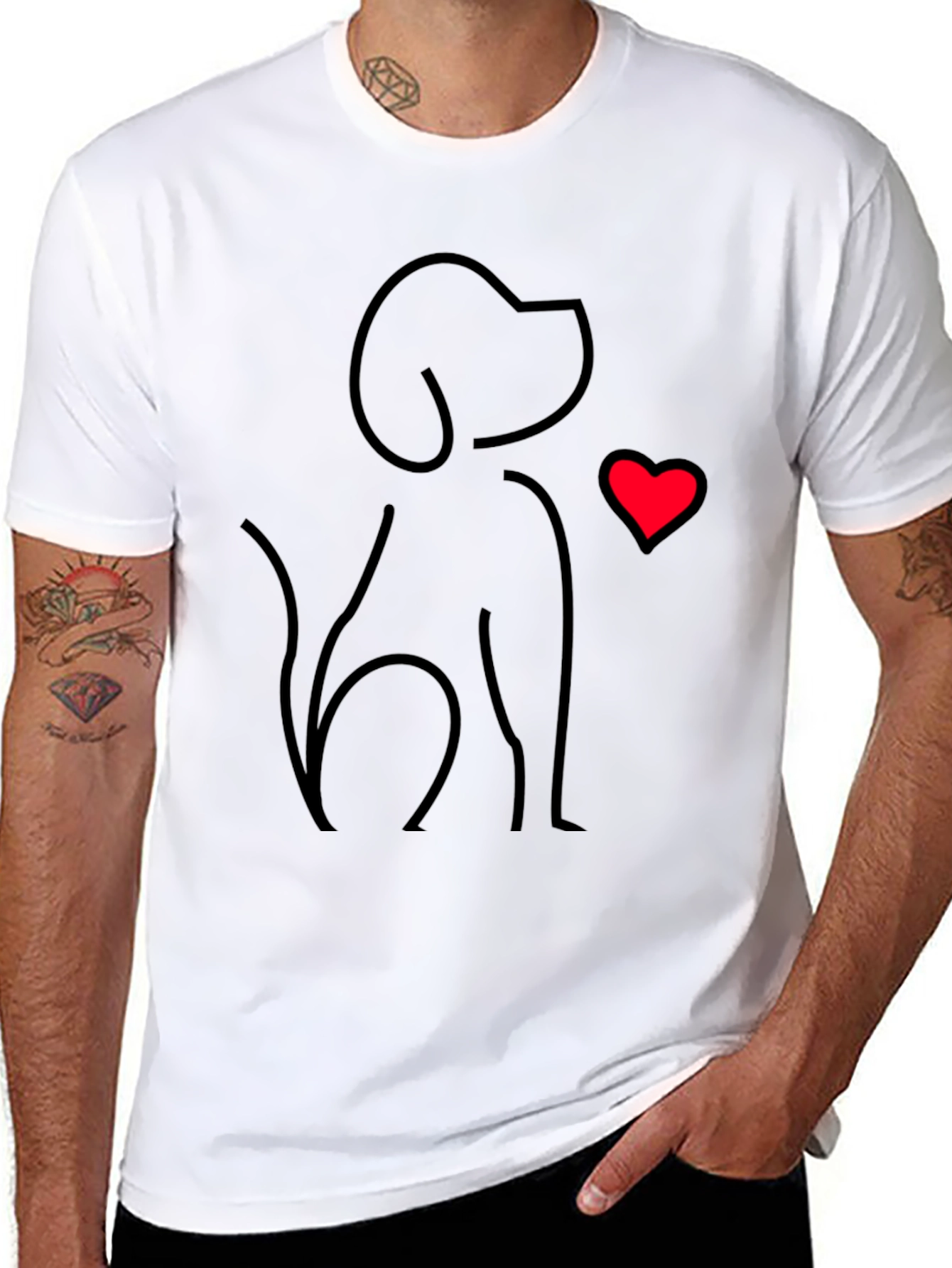 Dog Lover Tee - Minimalist Dog & Heart Graphic T-Shirt