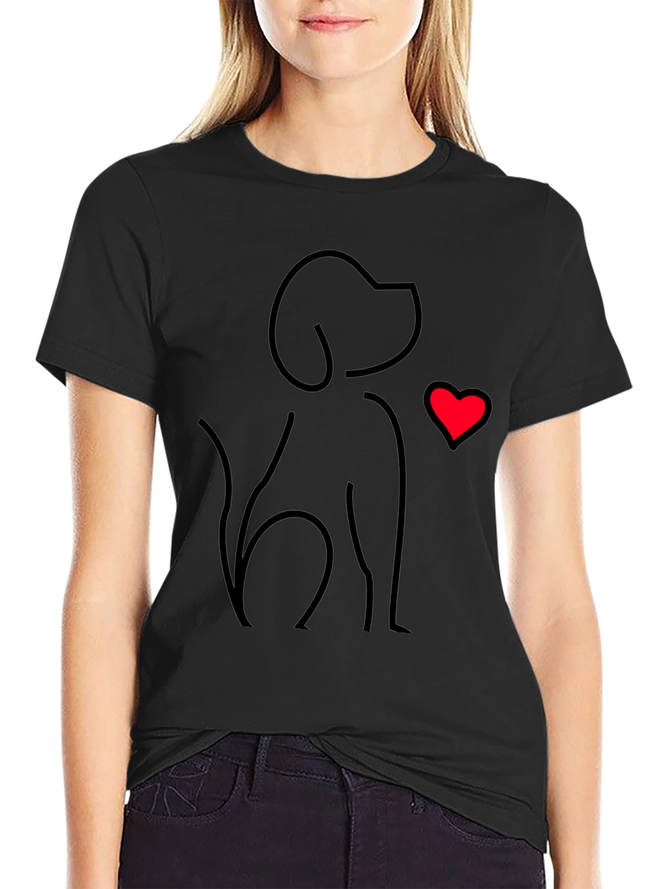 Dog Lover Tee - Minimalist Dog & Heart Graphic T-Shirt