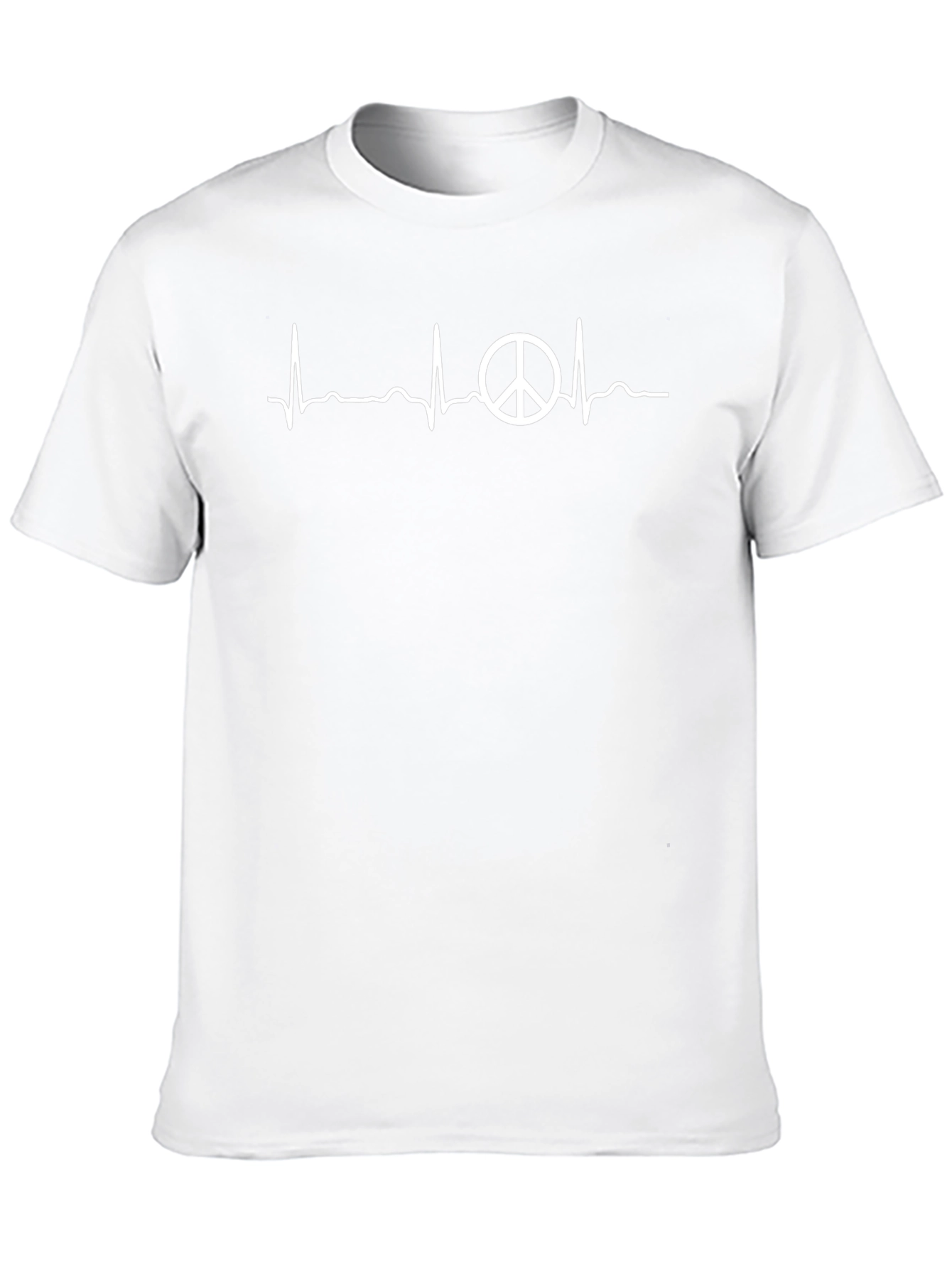 Peace Sign Heartbeat T-Shirt - Mens Black Crew Neck Tee