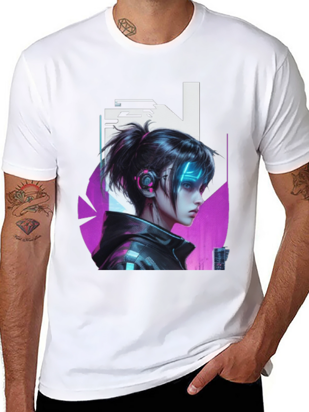 Cyberpunk Girl Black T-Shirt - Edgy Graphic Tee