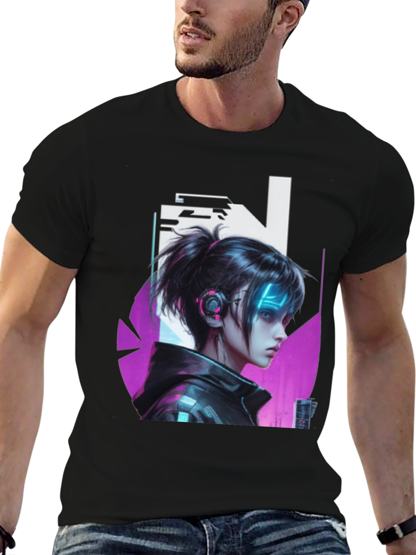 Cyberpunk Girl Black T-Shirt - Edgy Graphic Tee