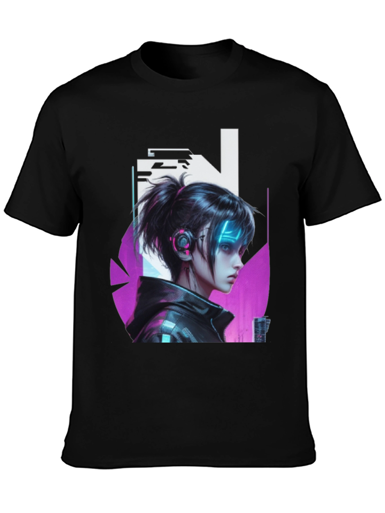 Cyberpunk Girl Black T-Shirt - Edgy Graphic Tee