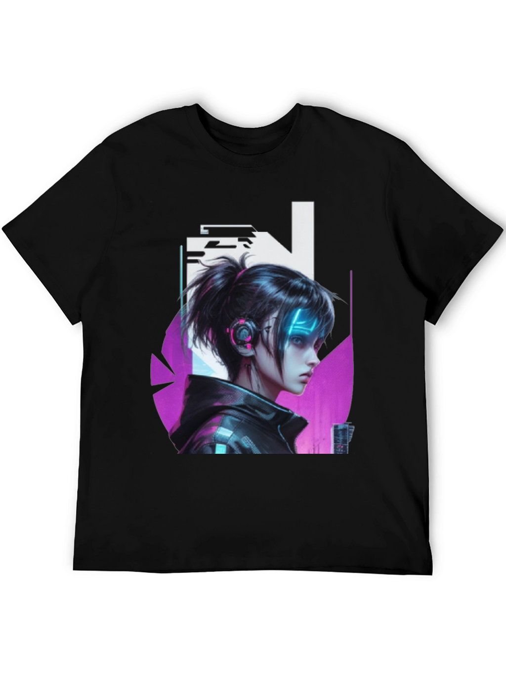 Cyberpunk Girl Black T-Shirt - Edgy Graphic Tee