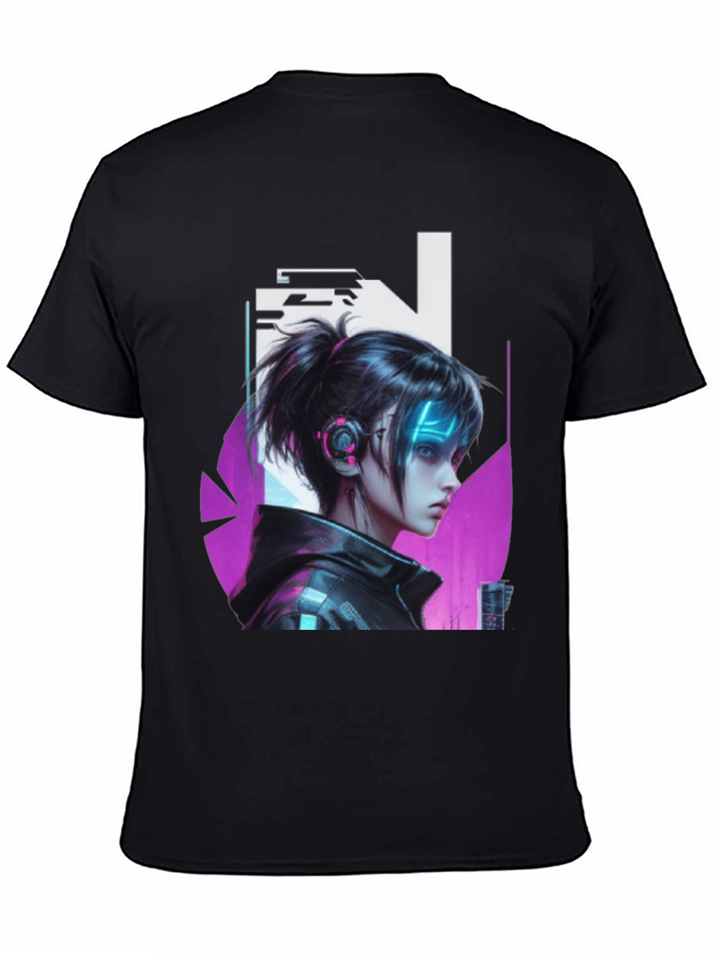 Cyberpunk Girl Black T-Shirt - Edgy Graphic Tee