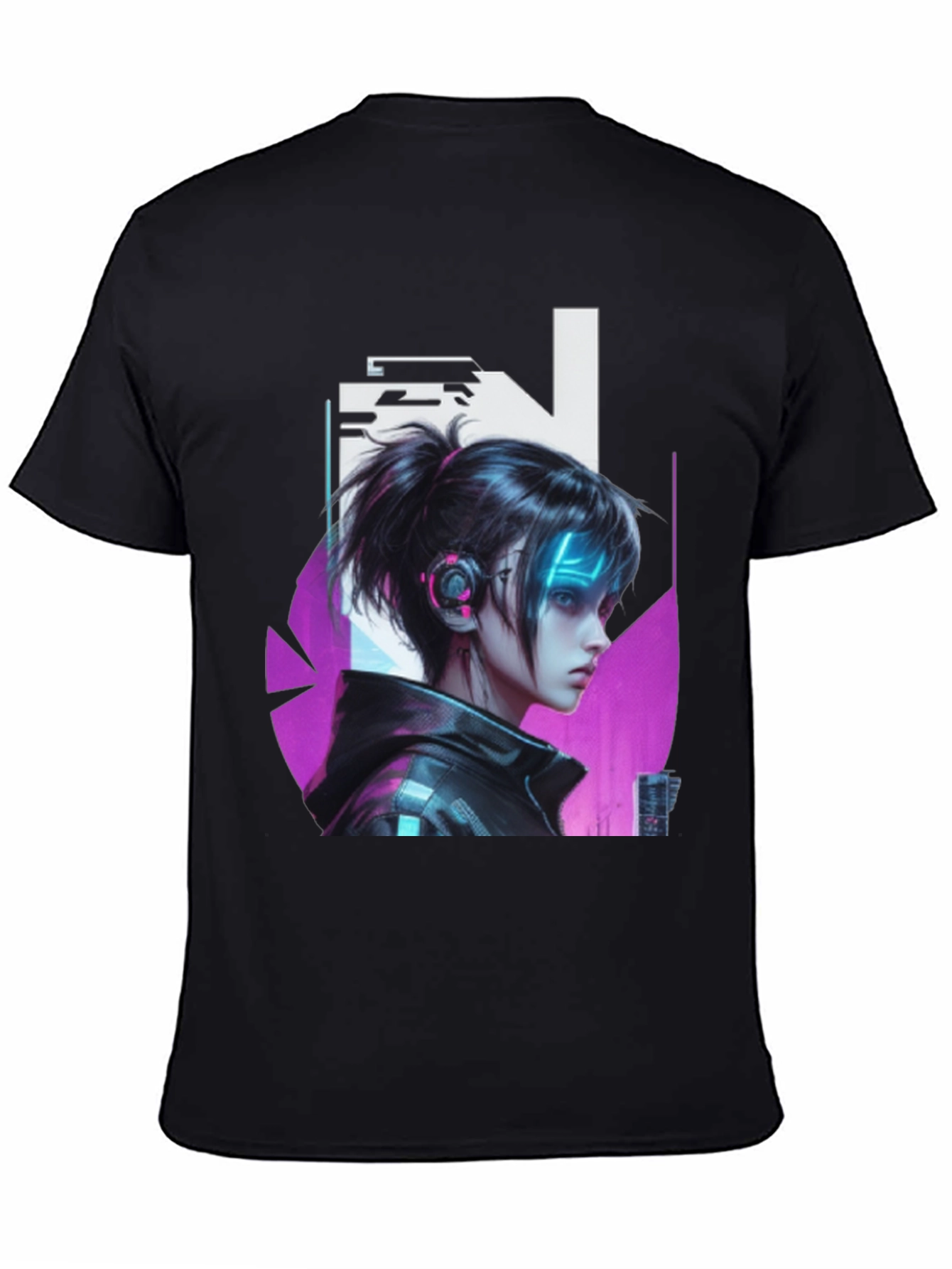 Cyberpunk Girl Black T-Shirt - Edgy Graphic Tee