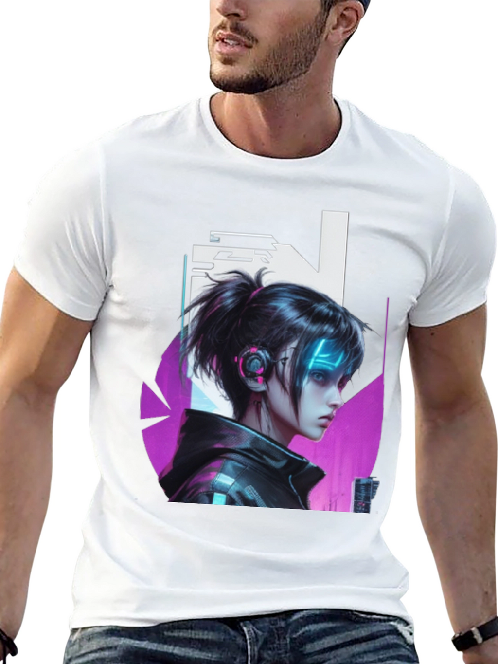 Cyberpunk Girl Black T-Shirt - Edgy Graphic Tee