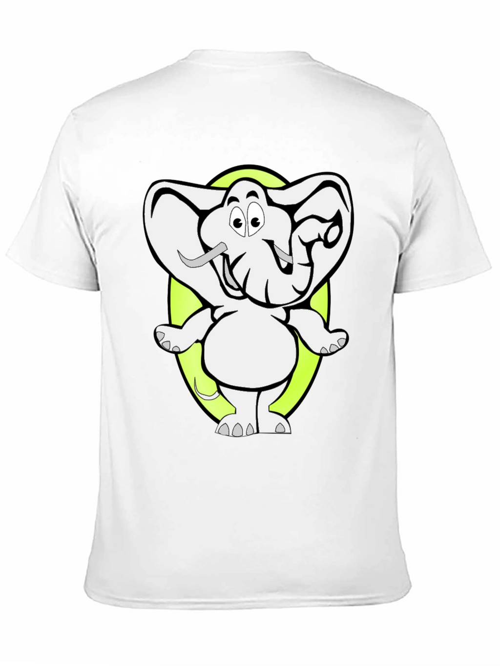 Cartoon Elephant Graphic Tee - Black Cotton T-Shirt