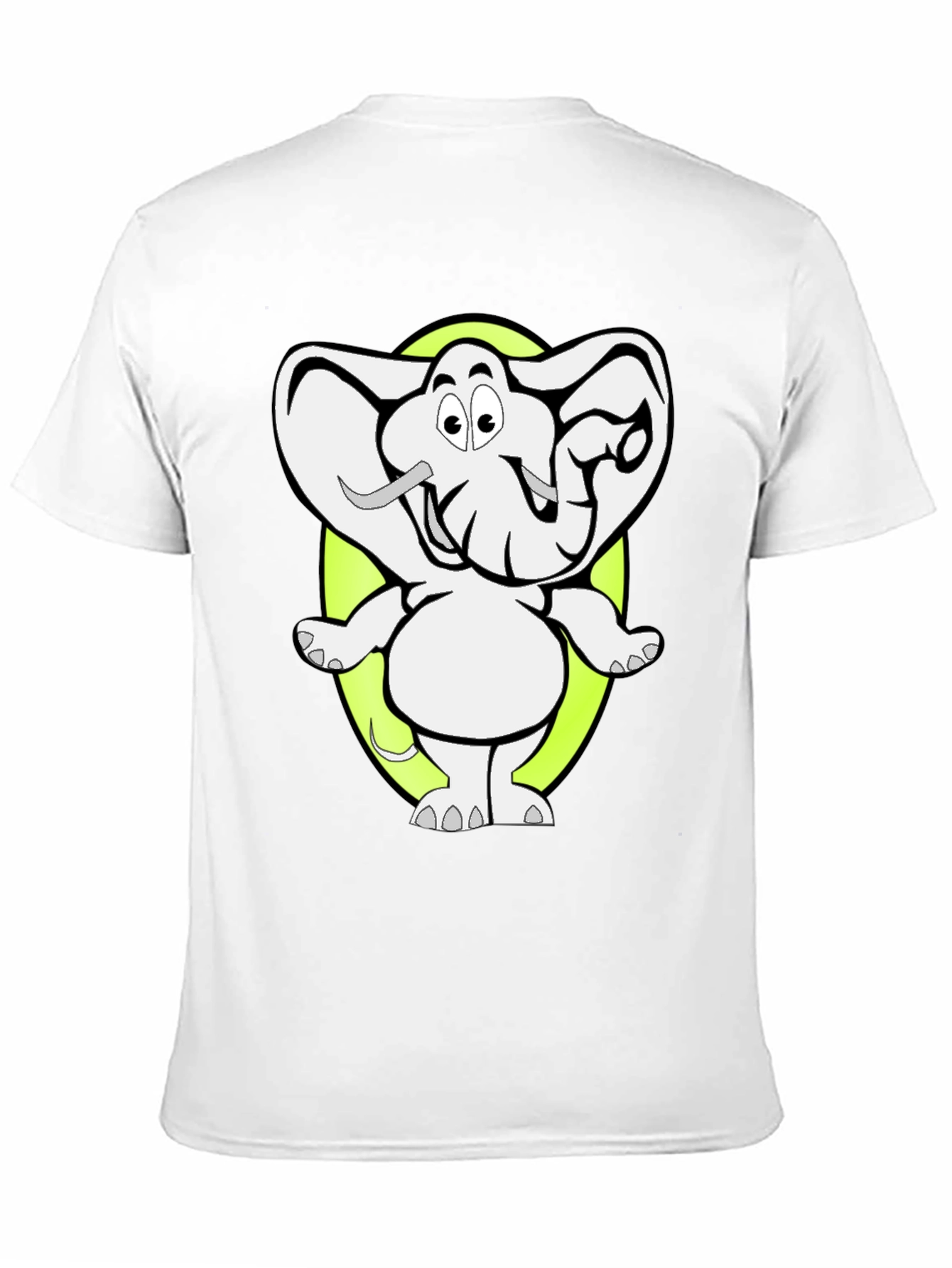Cartoon Elephant Graphic Tee - Black Cotton T-Shirt
