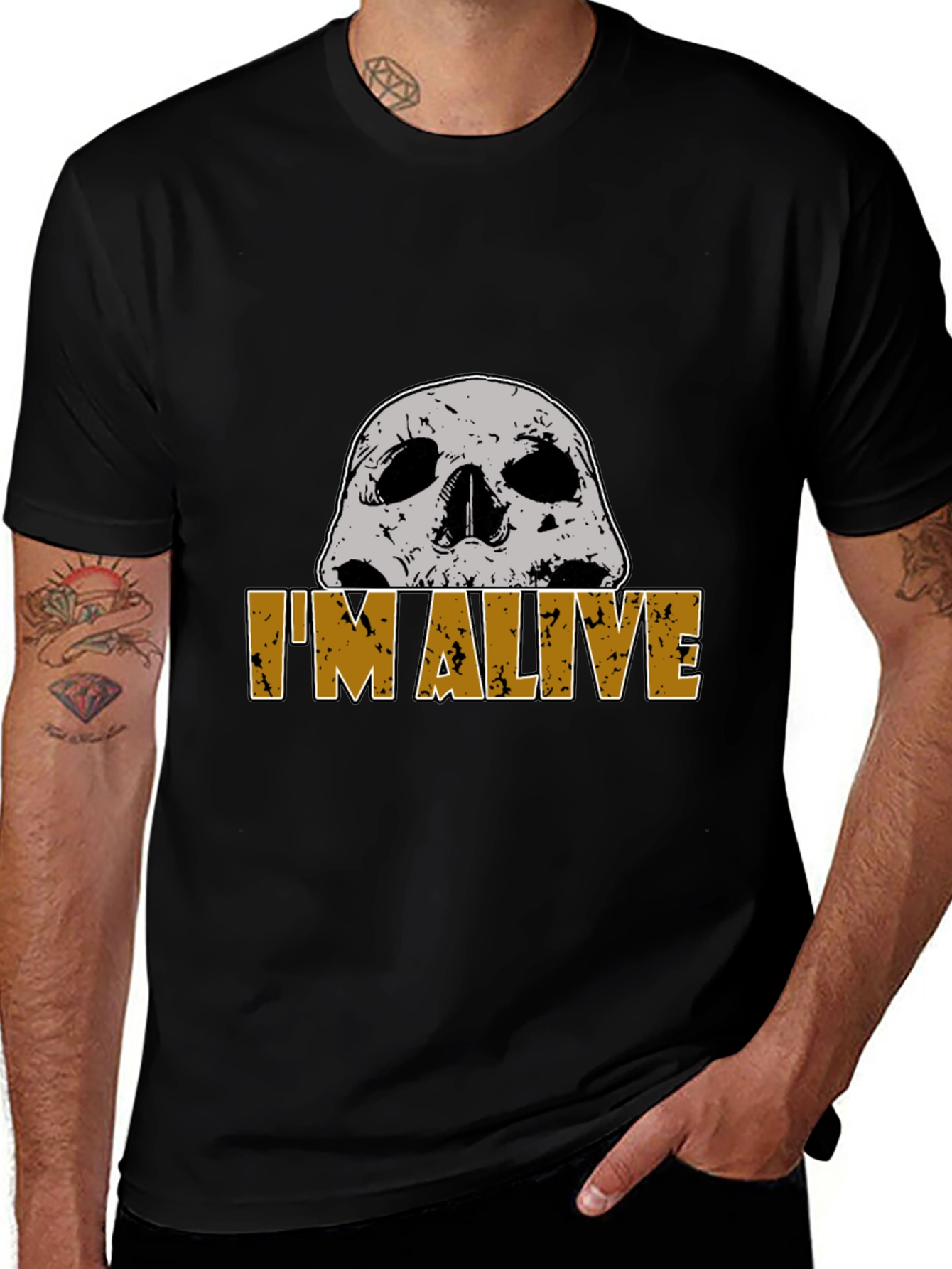 Im Alive Skull Graphic T-Shirt - Mens Black Tee