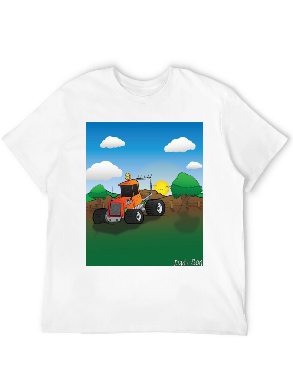 Dad n Son Cartoon Tractor T-Shirt