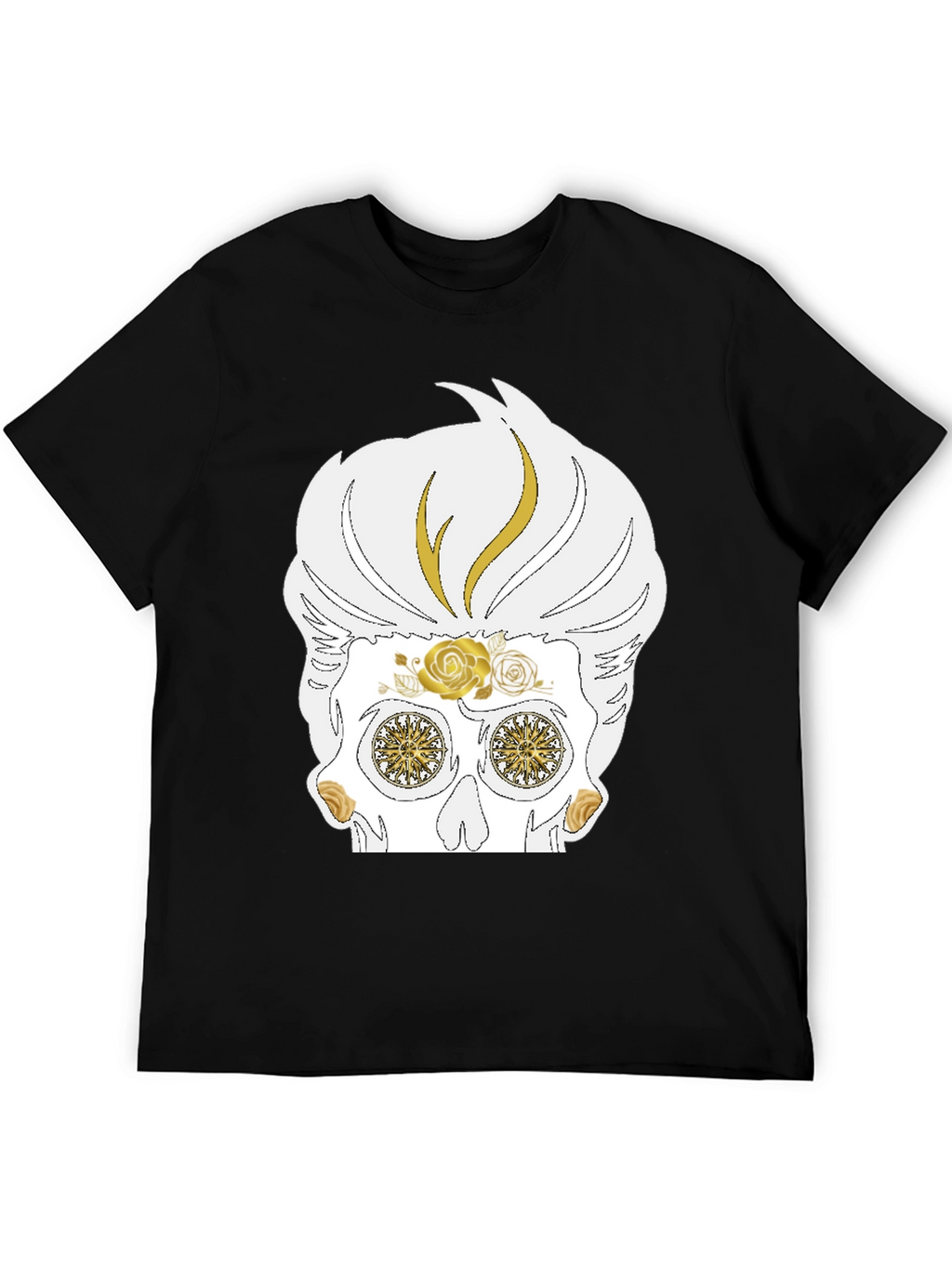 Skull T-Shirt: Sugar Skull with Golden Accents