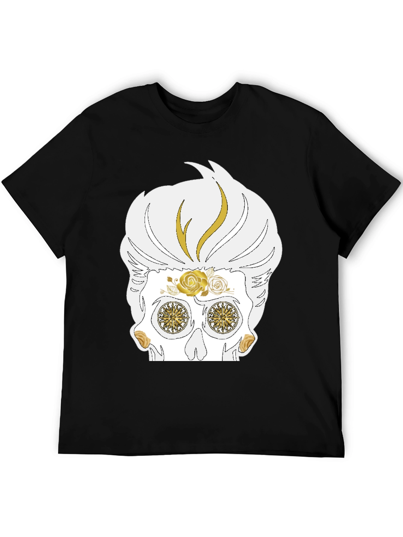 Skull T-Shirt: Sugar Skull with Golden Accents