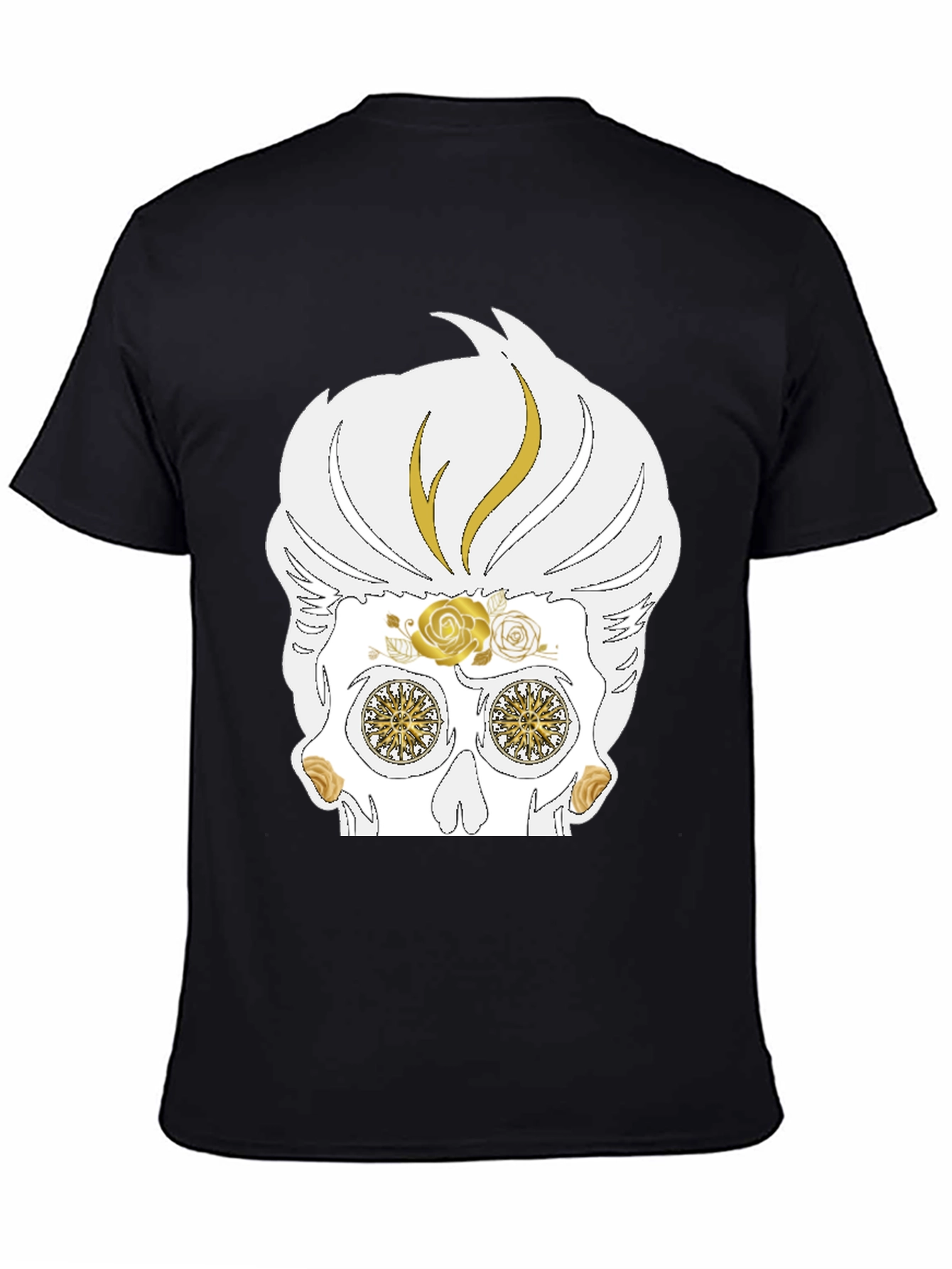Skull T-Shirt: Sugar Skull with Golden Accents