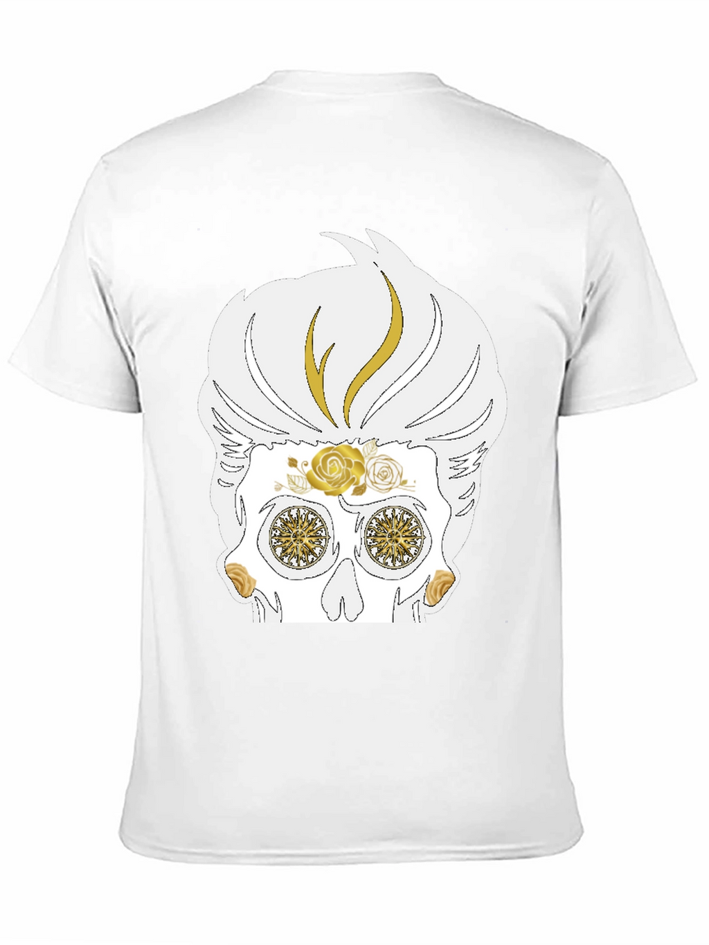 Skull T-Shirt: Sugar Skull with Golden Accents
