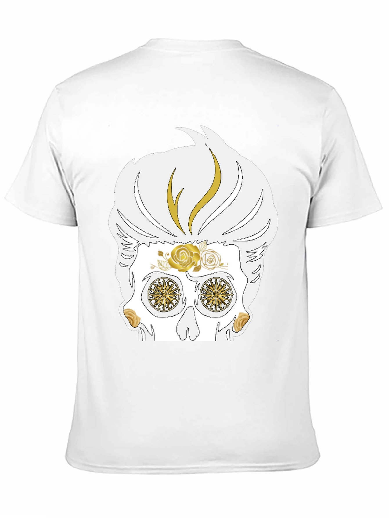 Skull T-Shirt: Sugar Skull with Golden Accents