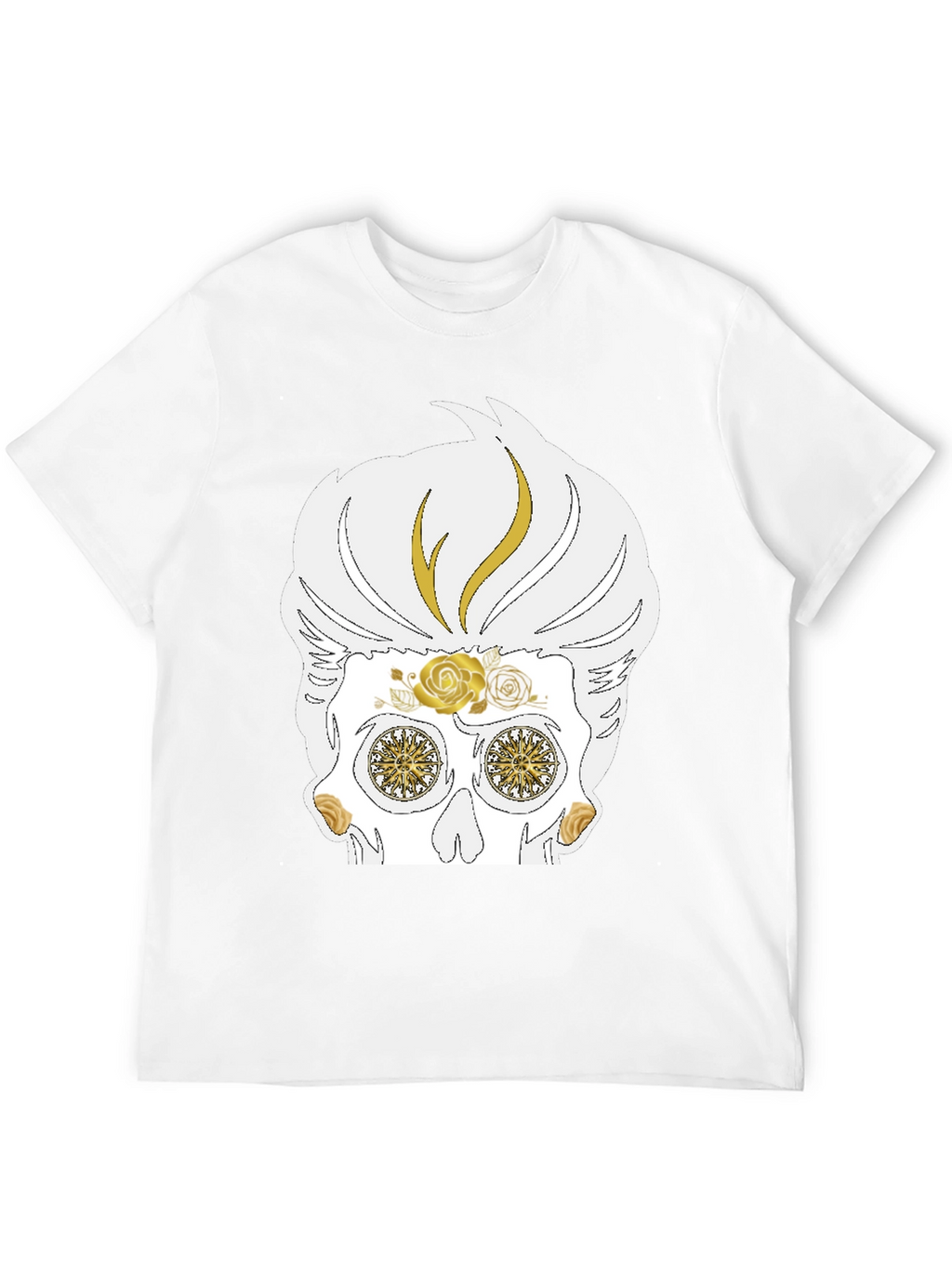 Skull T-Shirt: Sugar Skull with Golden Accents