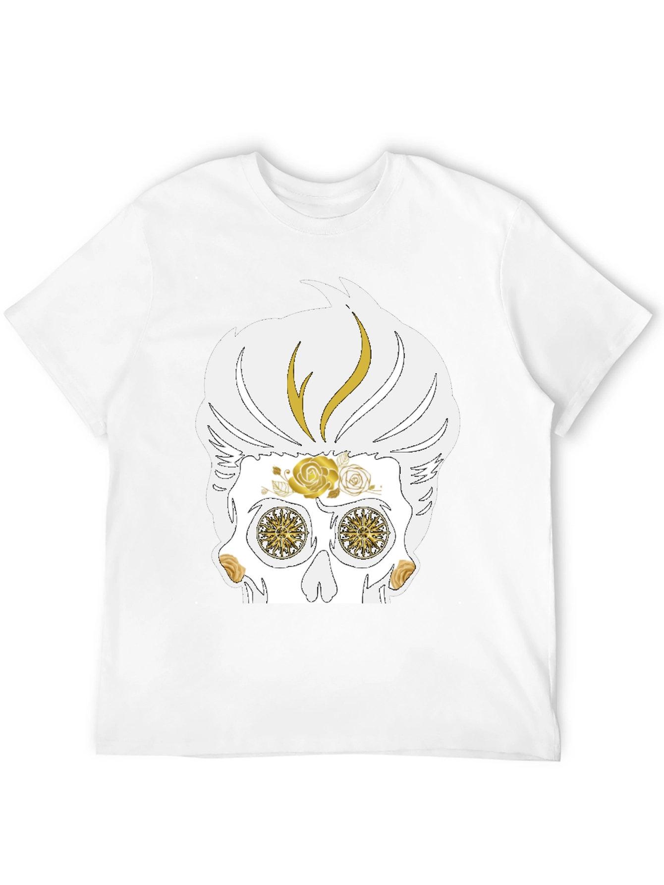 Skull T-Shirt: Sugar Skull with Golden Accents