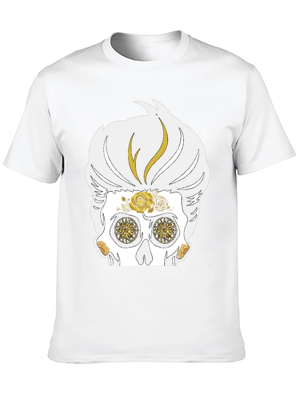 Skull T-Shirt: Sugar Skull with Golden Accents