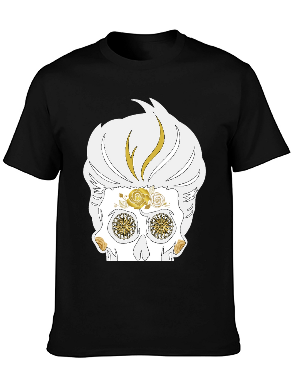 Skull T-Shirt: Sugar Skull with Golden Accents