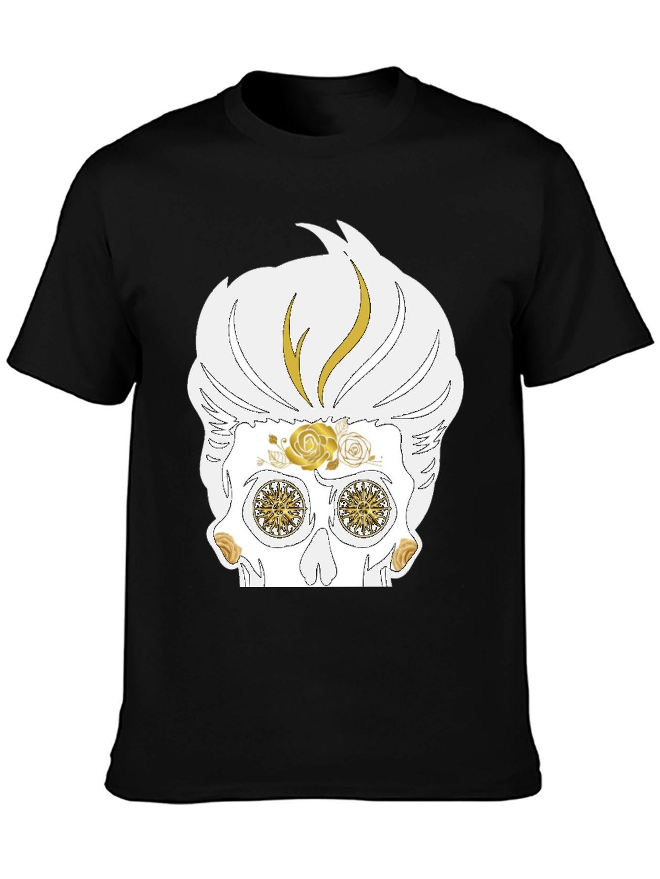 Skull T-Shirt: Sugar Skull with Golden Accents