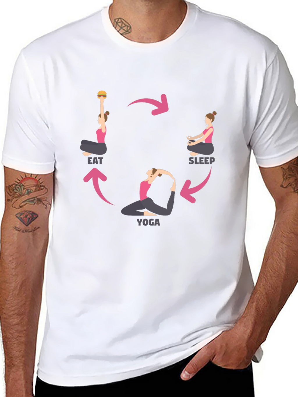 Eat Sleep Yoga Cycle Black T-Shirt