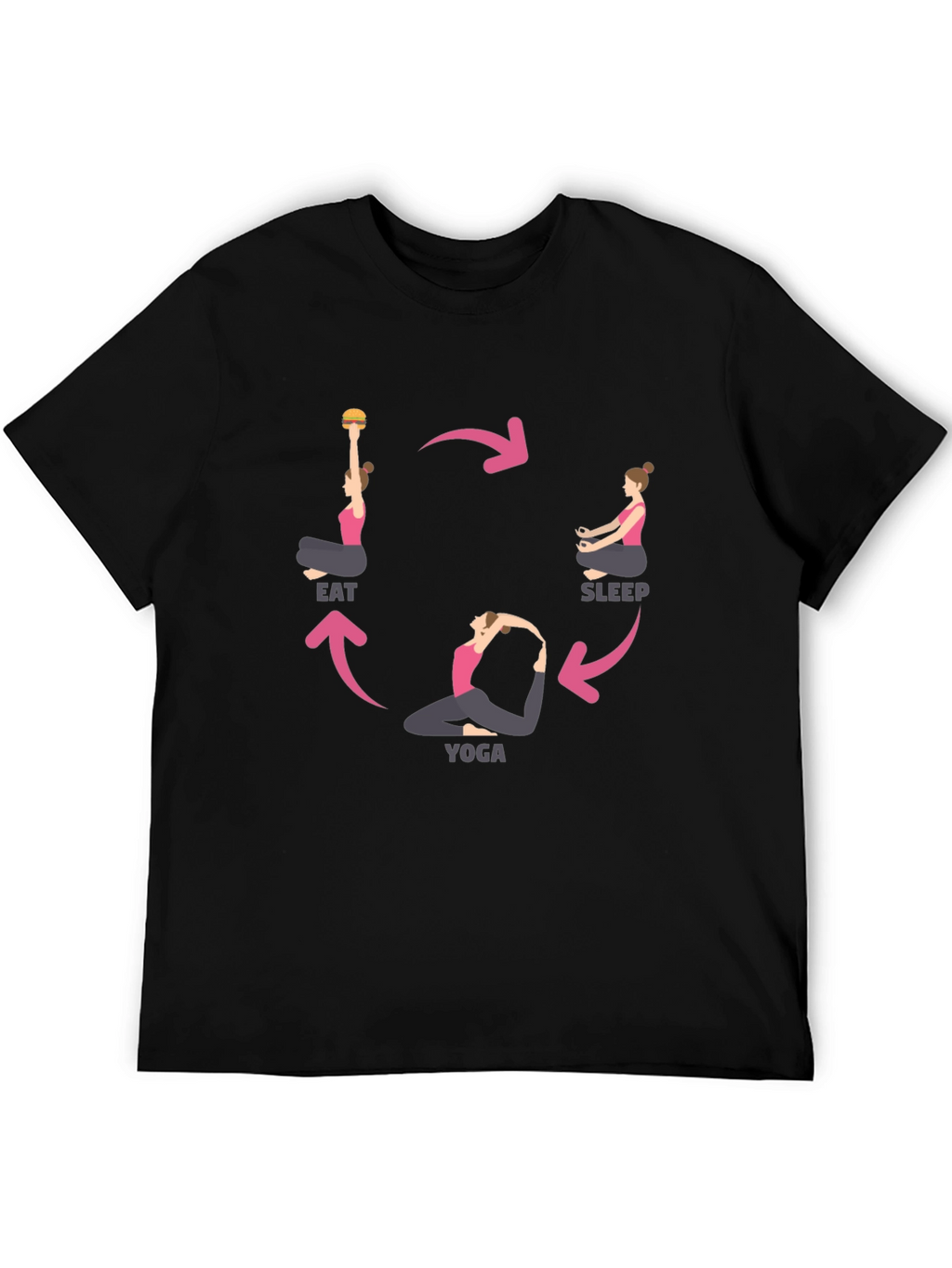Eat Sleep Yoga Cycle Black T-Shirt