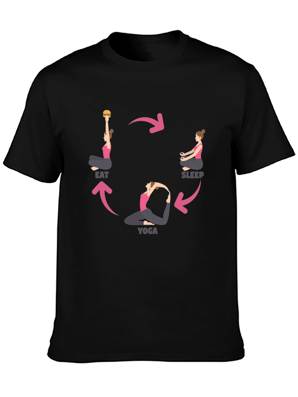 Eat Sleep Yoga Cycle Black T-Shirt