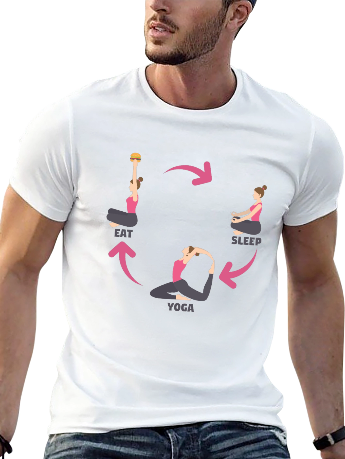 Eat Sleep Yoga Cycle Black T-Shirt