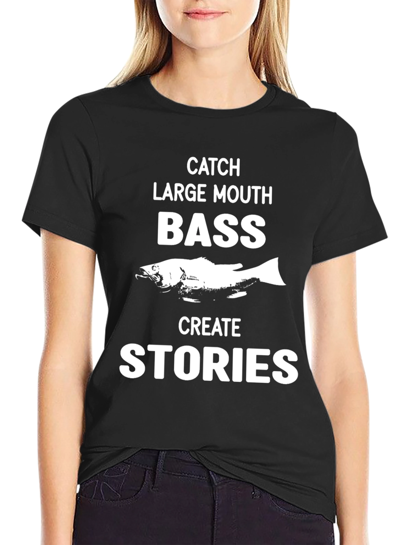 Catch Large Mouth Bass Mens Black T-Shirt