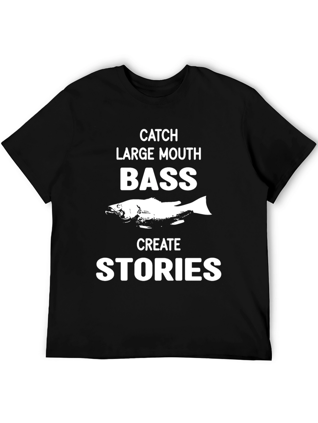 Catch Large Mouth Bass Mens Black T-Shirt