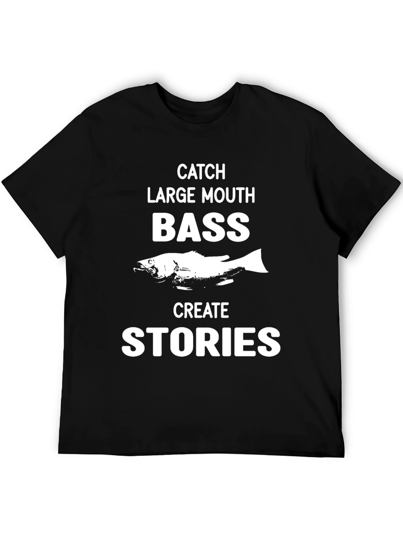 Catch Large Mouth Bass Mens Black T-Shirt