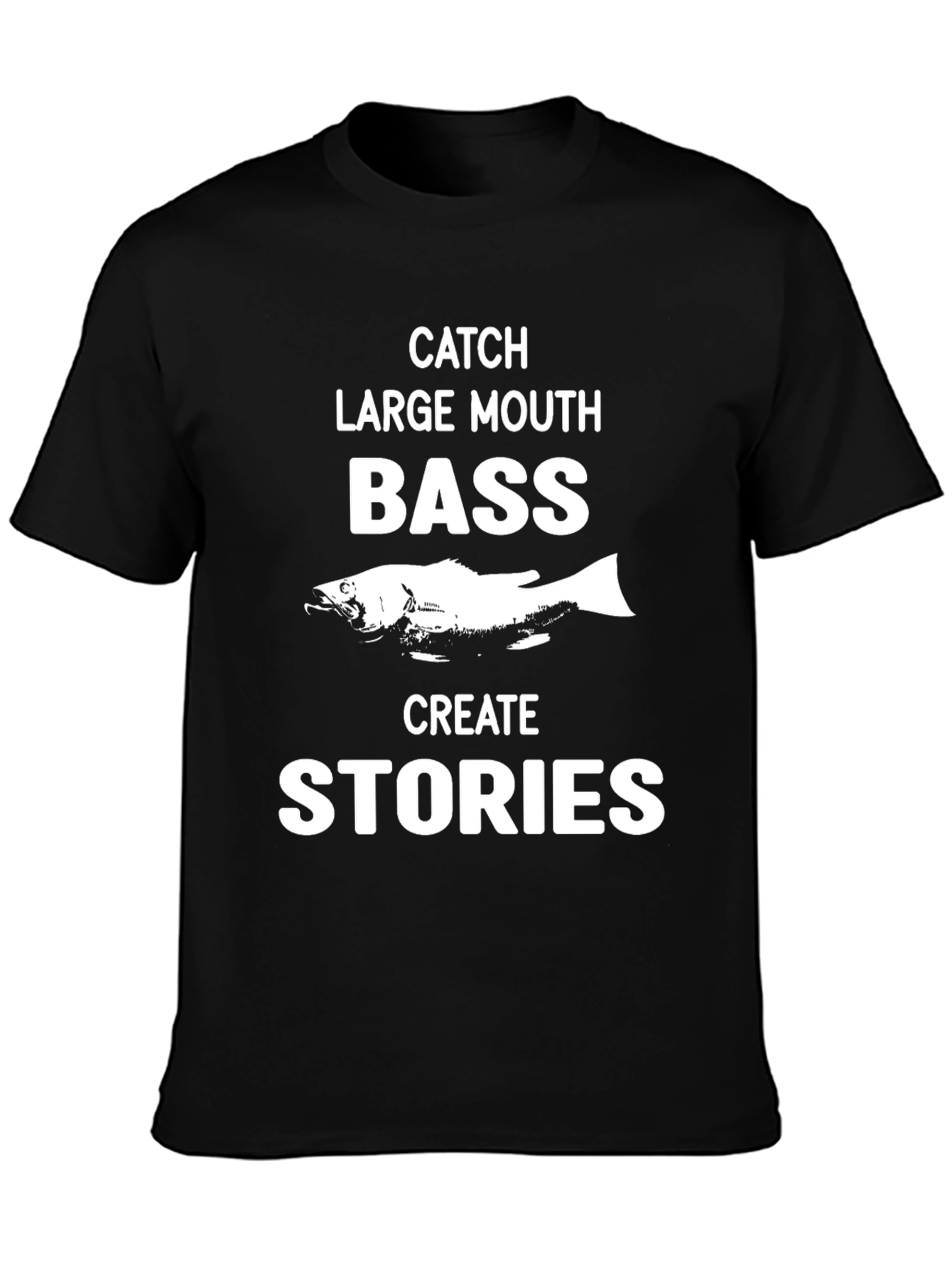 Catch Large Mouth Bass Mens Black T-Shirt