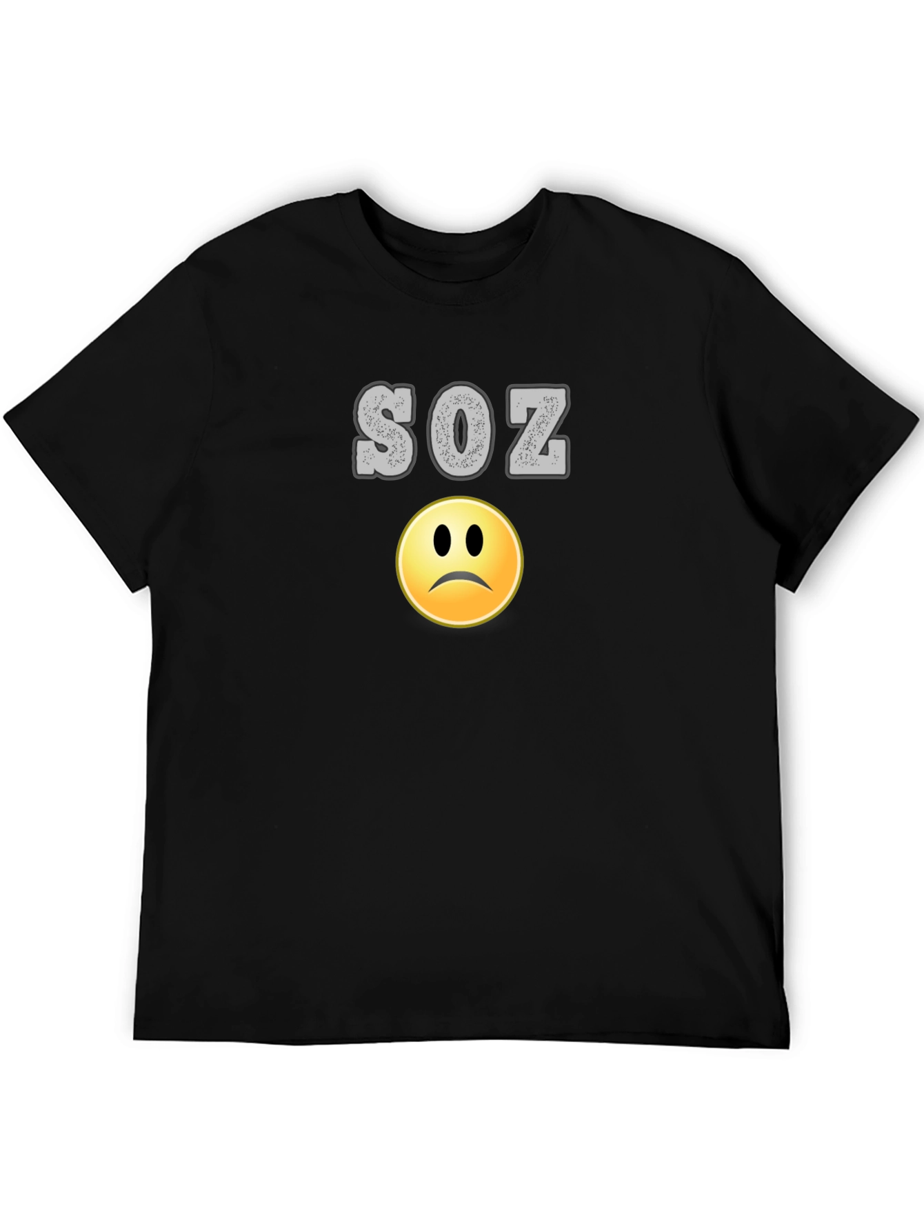 SOZ Sad Face Black T-Shirt - Casual Style
