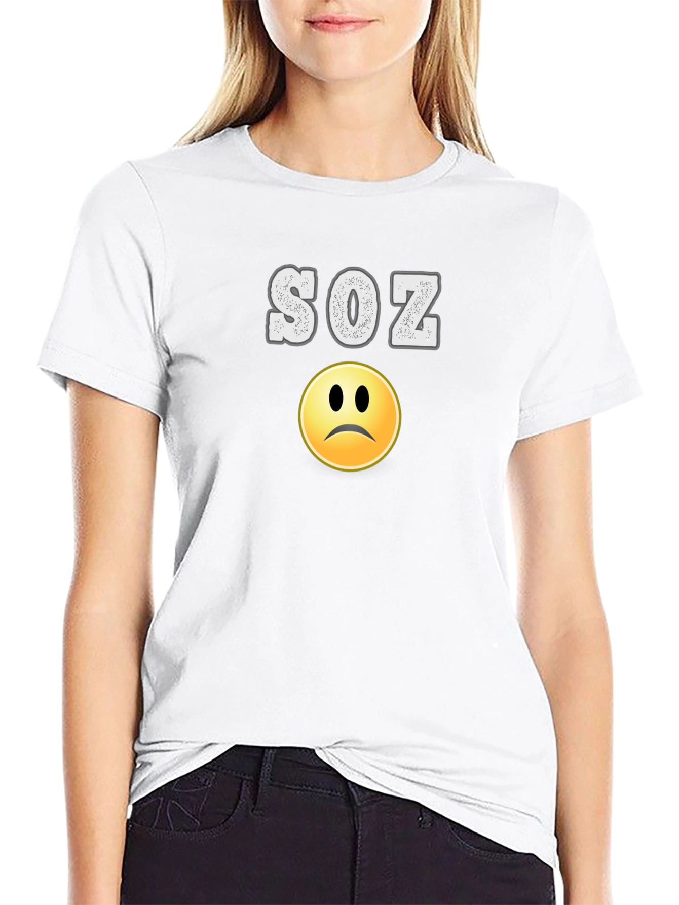 SOZ Sad Face Black T-Shirt - Casual Style