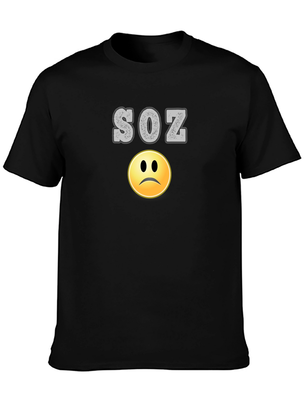 SOZ Sad Face Black T-Shirt - Casual Style