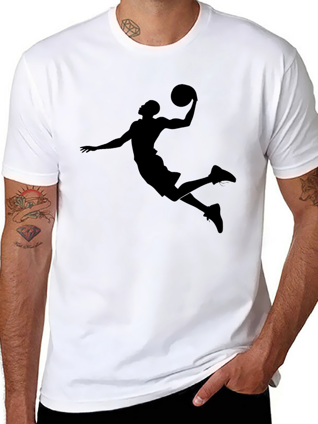 Basketball Player Graphic Tee - Black Cotton T-Shirt