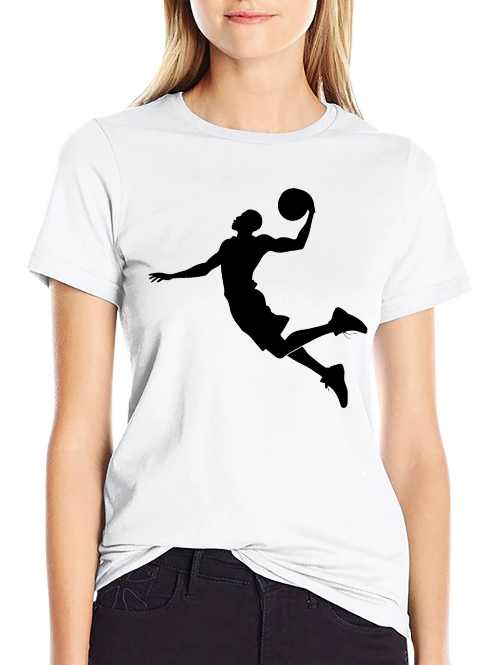 Basketball Player Graphic Tee - Black Cotton T-Shirt
