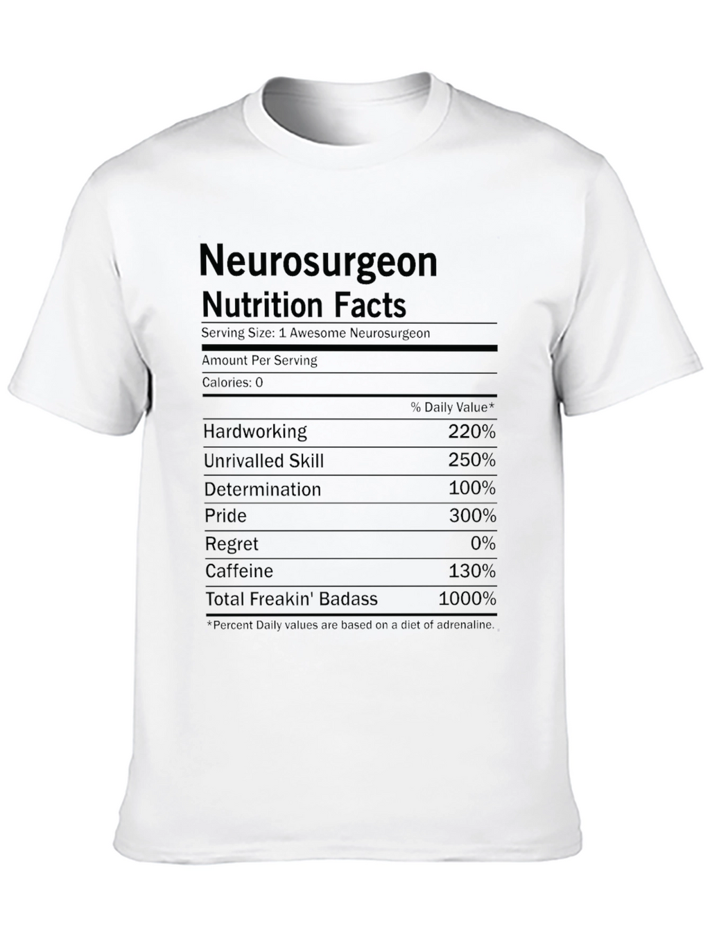 Neurosurgeon Nutrition Facts Funny T-Shirt