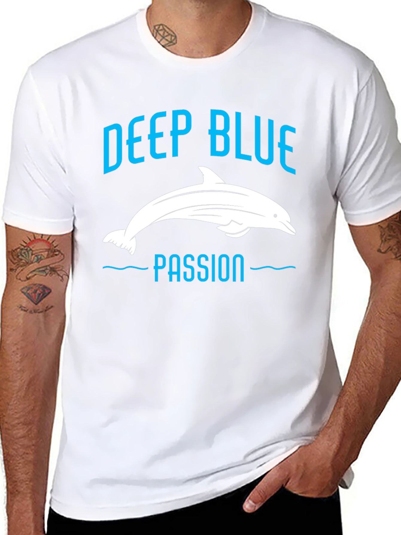Deep Blue Passion Dolphin Graphic T-Shirt