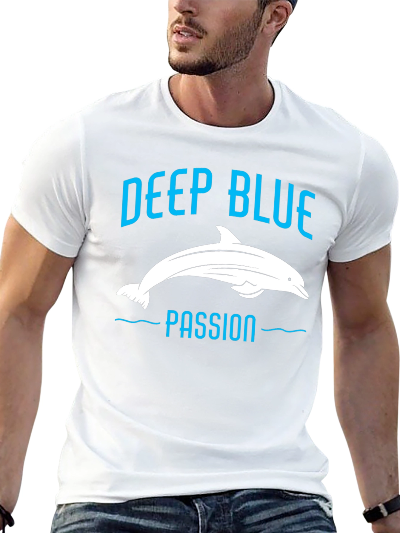 Deep Blue Passion Dolphin Graphic T-Shirt