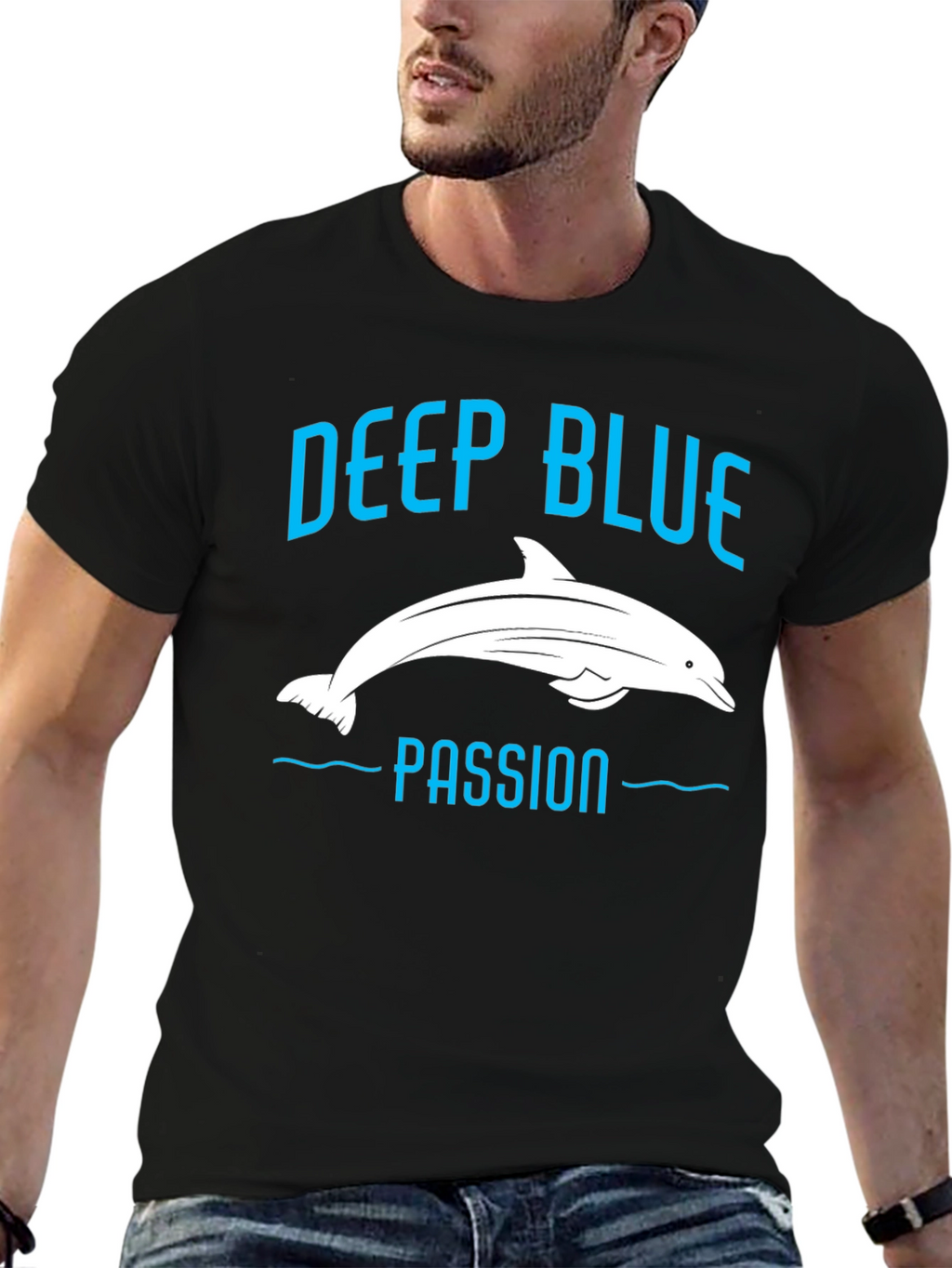 Deep Blue Passion Dolphin Graphic T-Shirt