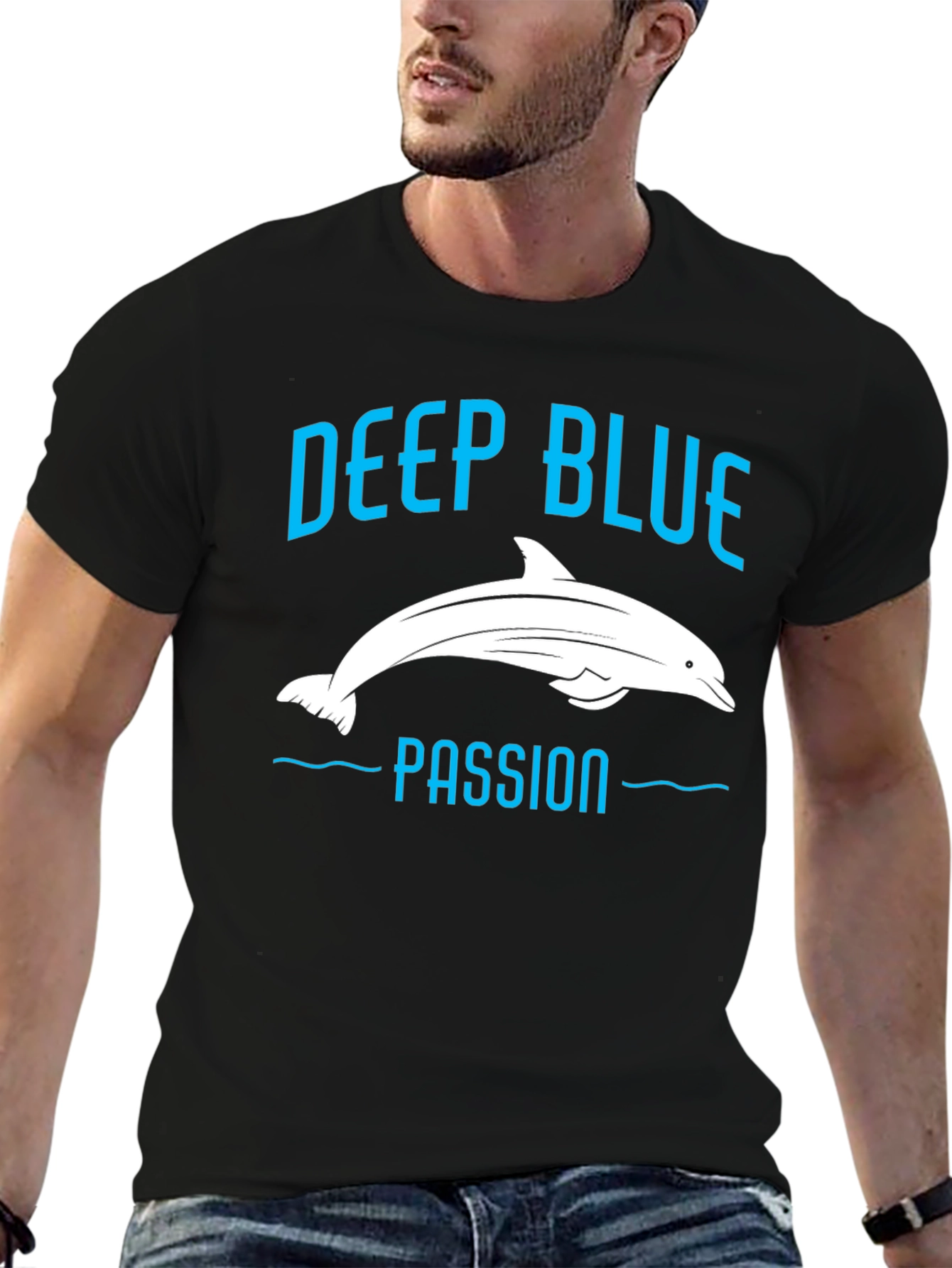 Deep Blue Passion Dolphin Graphic T-Shirt