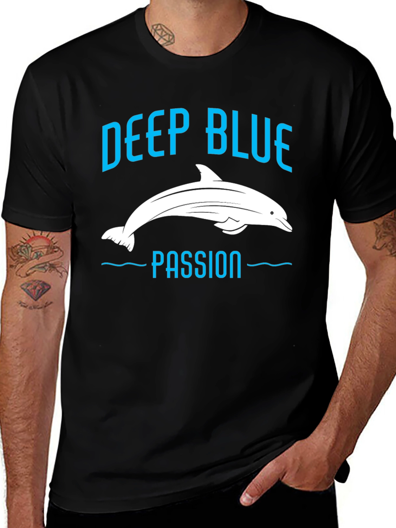 Deep Blue Passion Dolphin Graphic T-Shirt