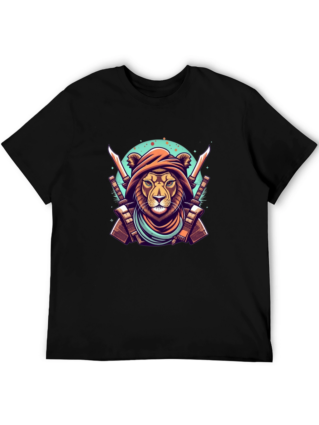 Warrior Lion Graphic Tee - Mens Black T-Shirt